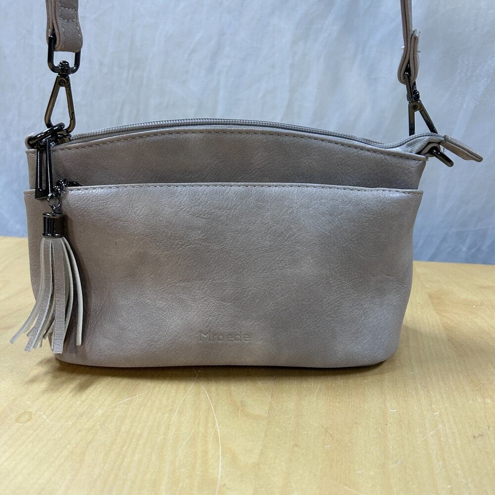 Mroede Triple Zip Small Crossbody Bag Taupe